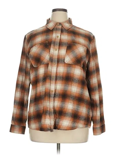 Pre-owned A.n.a. A New Approach Long Sleeve Button Down Shirt In Brown