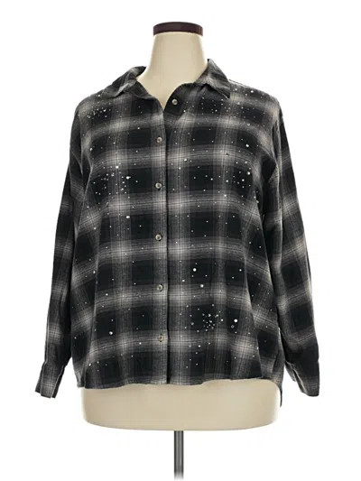 Pre-owned A.n.a. A New Approach Long Sleeve Button Down Shirt In Gray