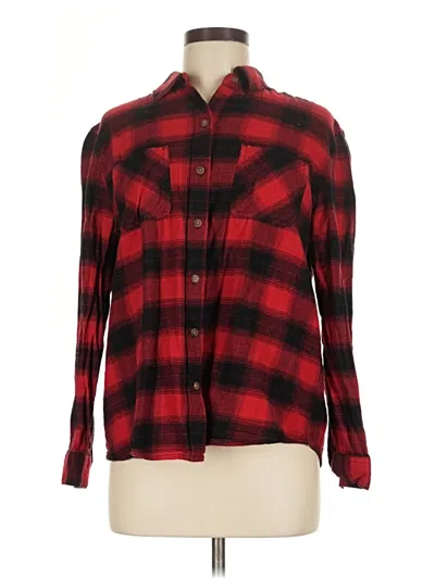 Pre-owned A.n.a. A New Approach Long Sleeve Button Down Shirt In Red