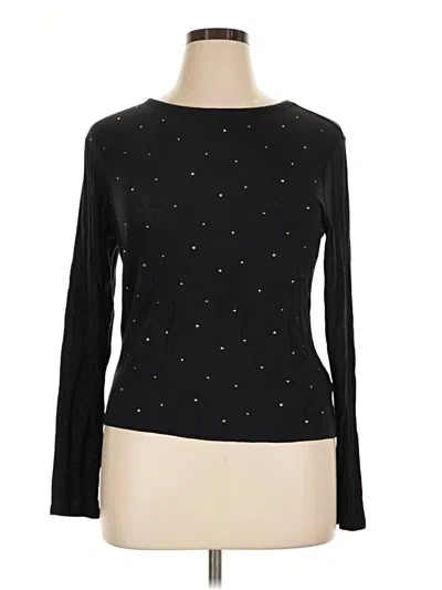 Pre-owned A.n.a. A New Approach Long Sleeve Top Black Crew Neck Tops