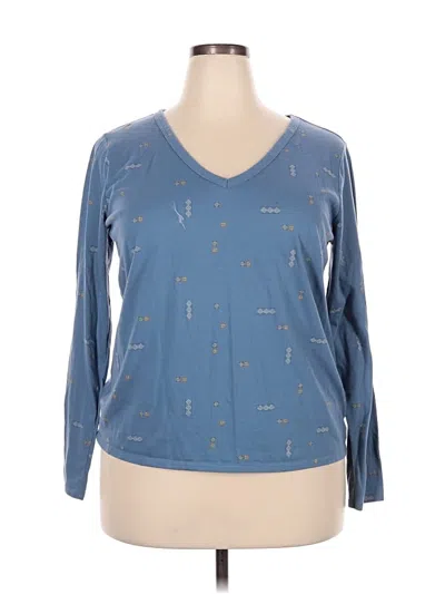 Pre-owned A.n.a. A New Approach Long Sleeve Top Blue V-neck Tops