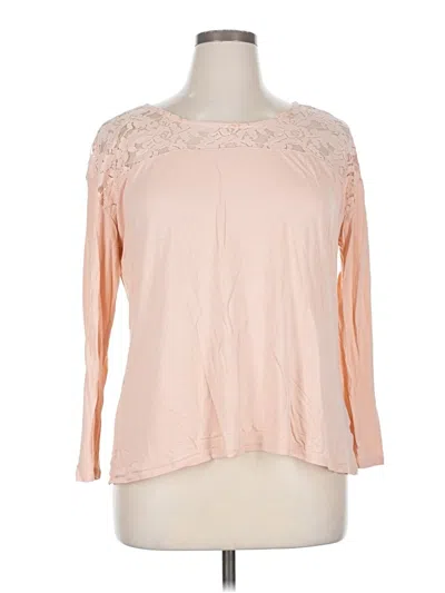 Pre-owned A.n.a. A New Approach Long Sleeve Top Pink Keyhole Neckline Tops
