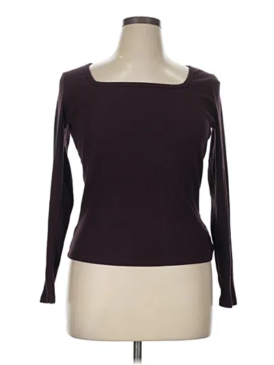 Pre-owned A.n.a. A New Approach Long Sleeve T-shirt In Burgundy