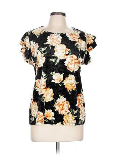 Pre-owned A.n.a. A New Approach Short Sleeve Blouse In Black