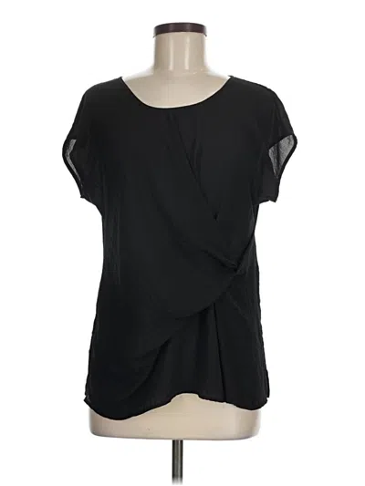 Pre-owned A.n.a. A New Approach Short Sleeve Blouse In Black