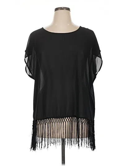 Pre-owned A.n.a. A New Approach Short Sleeve Blouse In Black