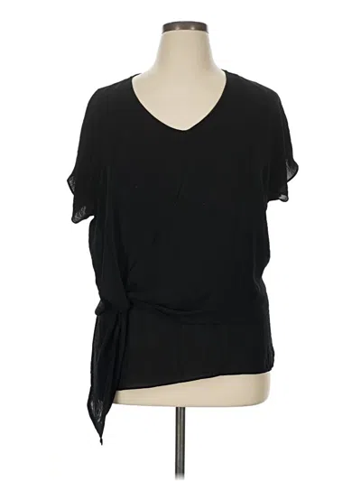 Pre-owned A.n.a. A New Approach Short Sleeve Blouse In Black