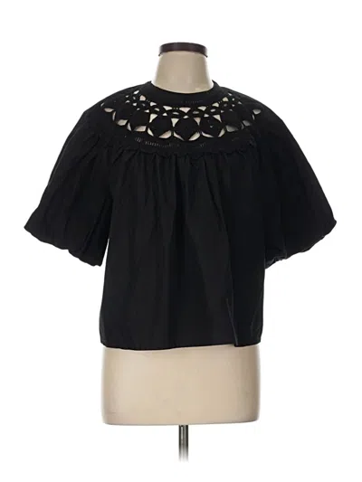 Pre-owned A.n.a. A New Approach Short Sleeve Blouse In Black
