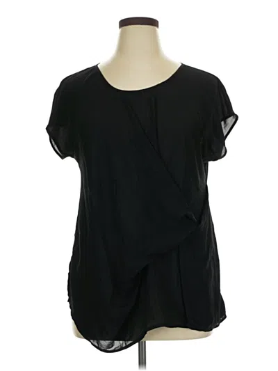 Pre-owned A.n.a. A New Approach Short Sleeve Blouse In Black