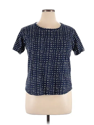 Pre-owned A.n.a. A New Approach Short Sleeve Blouse In Blue