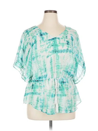 Pre-owned A.n.a. A New Approach Short Sleeve Blouse In Blue