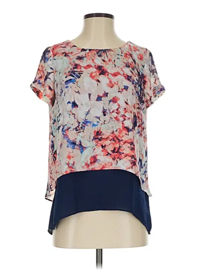 Pre-owned A.n.a. A New Approach Short Sleeve Blouse In Blue