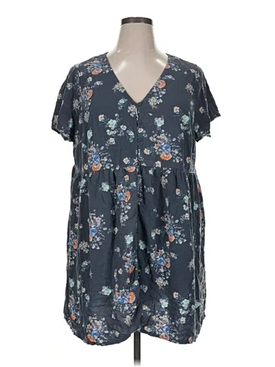 Pre-owned A.n.a. A New Approach Short Sleeve Blouse In Blue