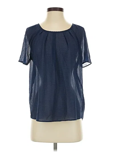 Pre-owned A.n.a. A New Approach Short Sleeve Blouse In Blue