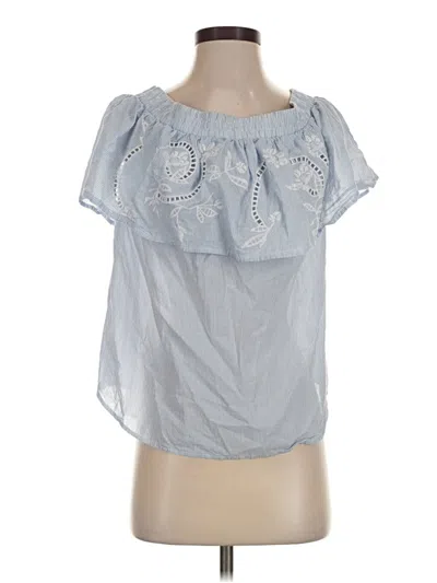 Pre-owned A.n.a. A New Approach Short Sleeve Blouse In Blue