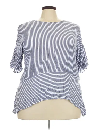 Pre-owned A.n.a. A New Approach Short Sleeve Blouse In Blue