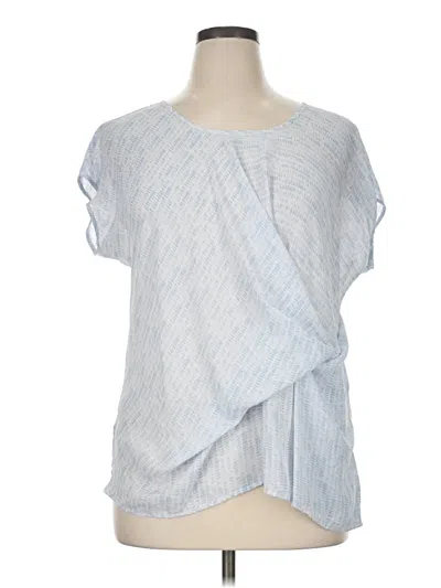 Pre-owned A.n.a. A New Approach Short Sleeve Blouse In Blue