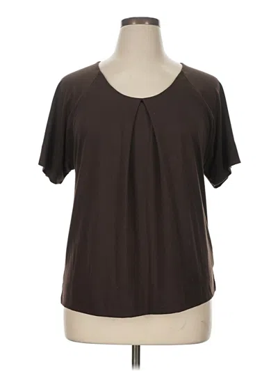 Pre-owned A.n.a. A New Approach Short Sleeve Blouse In Brown