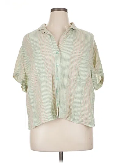 Pre-owned A.n.a. A New Approach Short Sleeve Blouse In Green