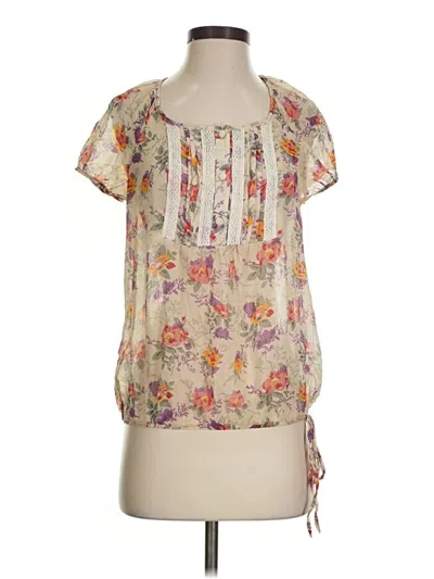 Pre-owned A.n.a. A New Approach Short Sleeve Blouse In Ivory
