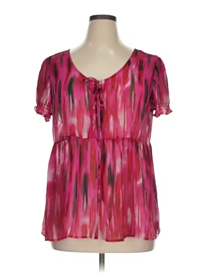 Pre-owned A.n.a. A New Approach Short Sleeve Blouse In Pink