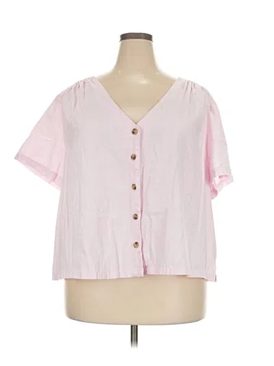 Pre-owned A.n.a. A New Approach Short Sleeve Blouse In Pink