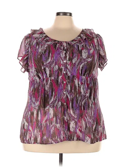 Pre-owned A.n.a. A New Approach Short Sleeve Blouse In Purple