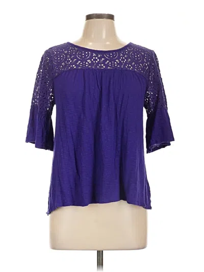 Pre-owned A.n.a. A New Approach Short Sleeve Blouse In Purple