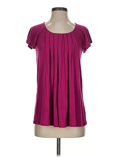 Pre-owned A.n.a. A New Approach Short Sleeve Blouse In Purple