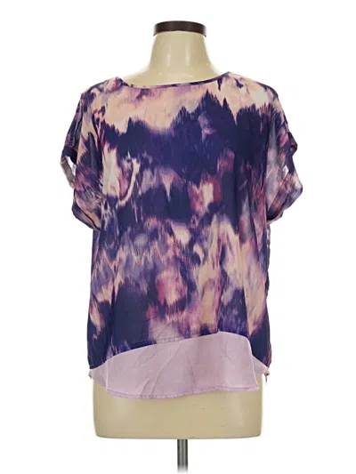 Pre-owned A.n.a. A New Approach Short Sleeve Blouse In Purple