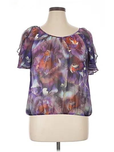 Pre-owned A.n.a. A New Approach Short Sleeve Blouse In Purple