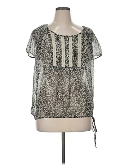 Pre-owned A.n.a. A New Approach Short Sleeve Blouse In Silver