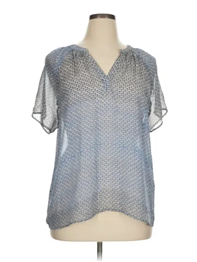Pre-owned A.n.a. A New Approach Short Sleeve Blouse In Silver