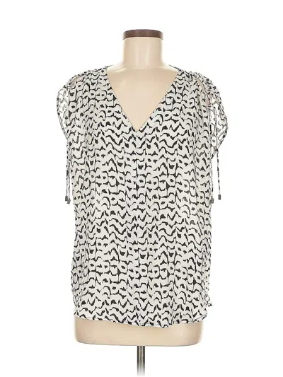 Pre-owned A.n.a. A New Approach Short Sleeve Blouse In White