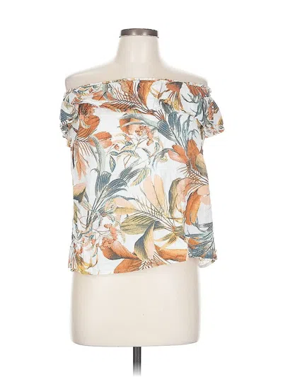 Pre-owned A.n.a. A New Approach Short Sleeve Blouse In White