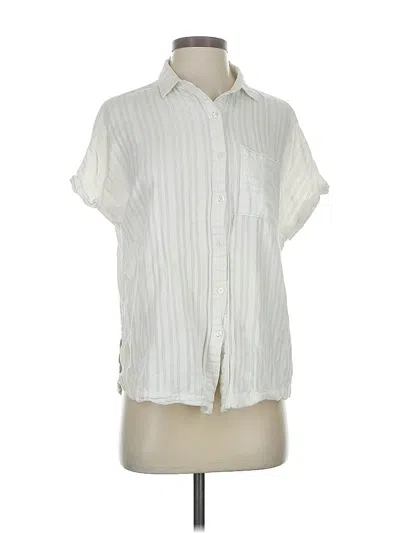 Pre-owned A.n.a. A New Approach Short Sleeve Blouse In White