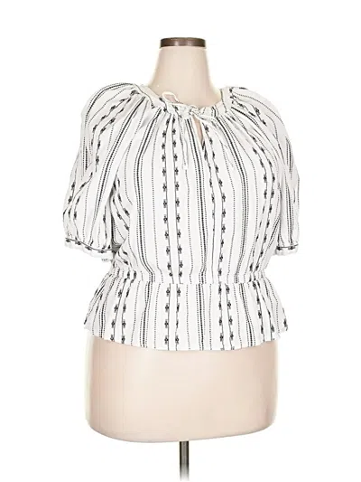 Pre-owned A.n.a. A New Approach Short Sleeve Blouse In White