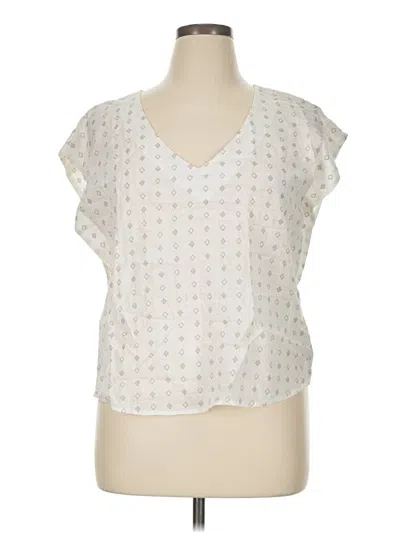 Pre-owned A.n.a. A New Approach Short Sleeve Blouse In White