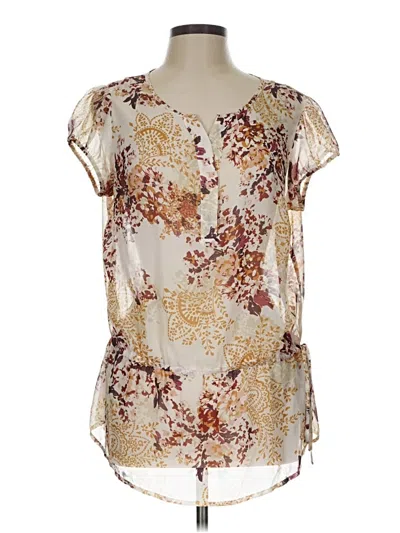 Pre-owned A.n.a. A New Approach Short Sleeve Blouse In White