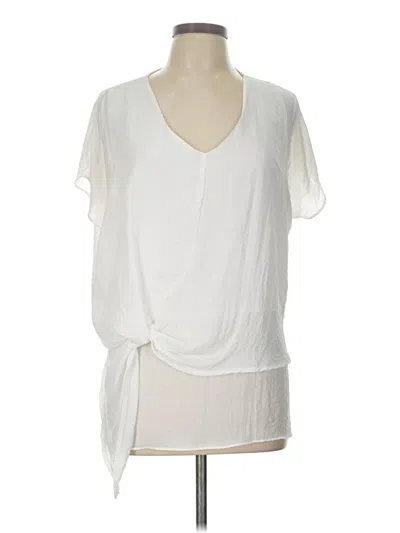 Pre-owned A.n.a. A New Approach Short Sleeve Blouse In White