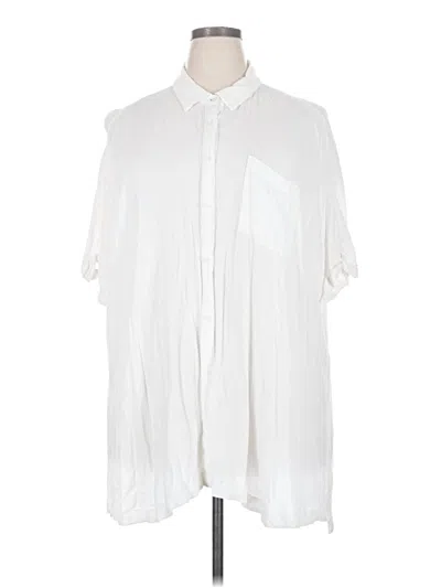 Pre-owned A.n.a. A New Approach Short Sleeve Blouse In White