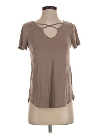 Pre-owned A.n.a. A New Approach Short Sleeve Top Brown Keyhole Neckline Tops