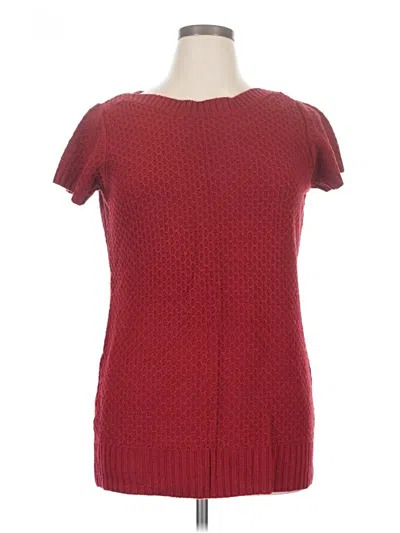 Pre-owned A.n.a. A New Approach Short Sleeve Top Burgundy Square Neckline Tops