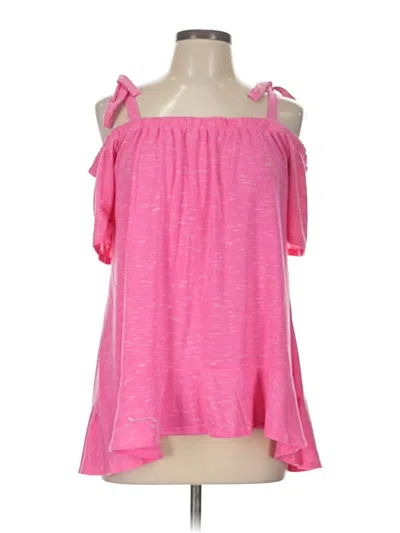 Pre-owned A.n.a. A New Approach Short Sleeve Top Pink Cold Shoulder Neckline Tops