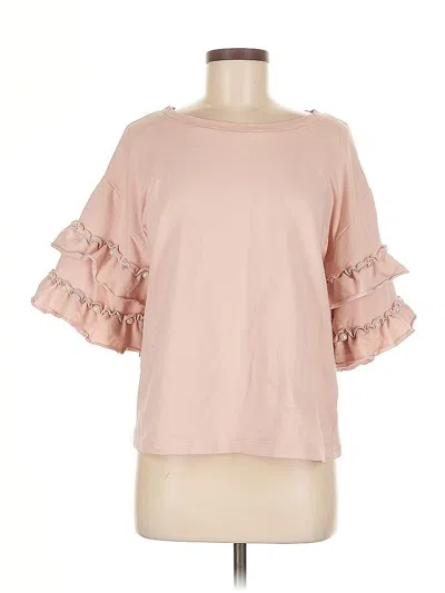 Pre-owned A.n.a. A New Approach Short Sleeve Top Pink Ruffles Neckline Tops