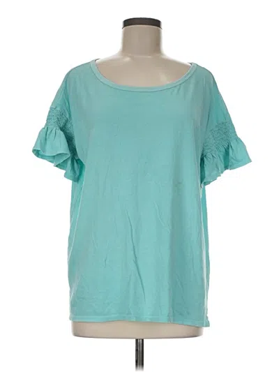 Pre-owned A.n.a. A New Approach Short Sleeve Top Teal Scoop Neck Tops