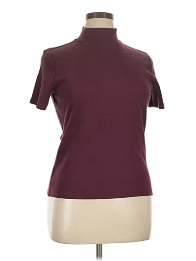Pre-owned A.n.a. A New Approach Short Sleeve Turtleneck In Burgundy