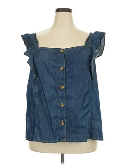 Pre-owned A.n.a. A New Approach Sleeveless Blouse In Blue
