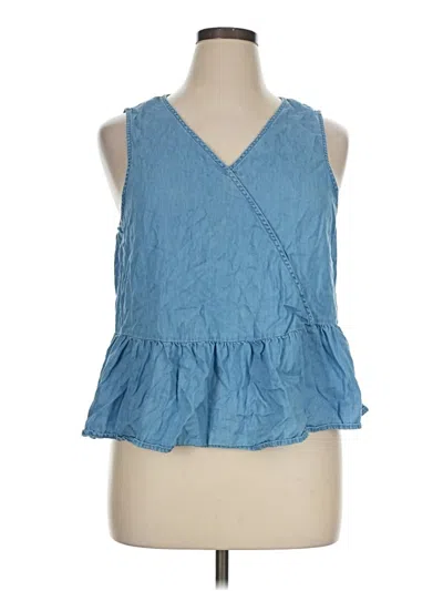 Pre-owned A.n.a. A New Approach Sleeveless Blouse In Blue
