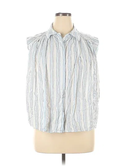 Pre-owned A.n.a. A New Approach Sleeveless Button Down Shirt In Blue